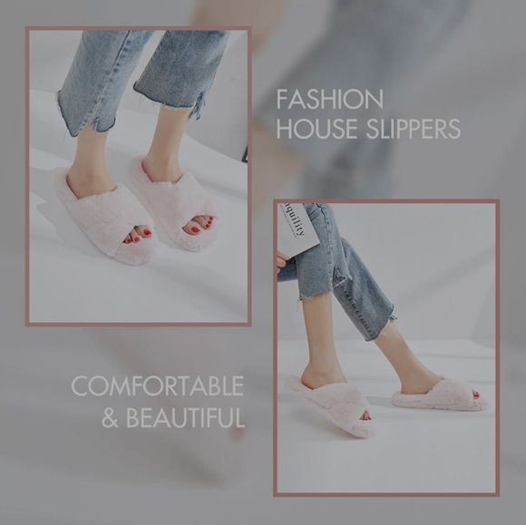 🆕️ Pink Fluffy Faux Fur Slippers 💗 - Picture 5 of 7